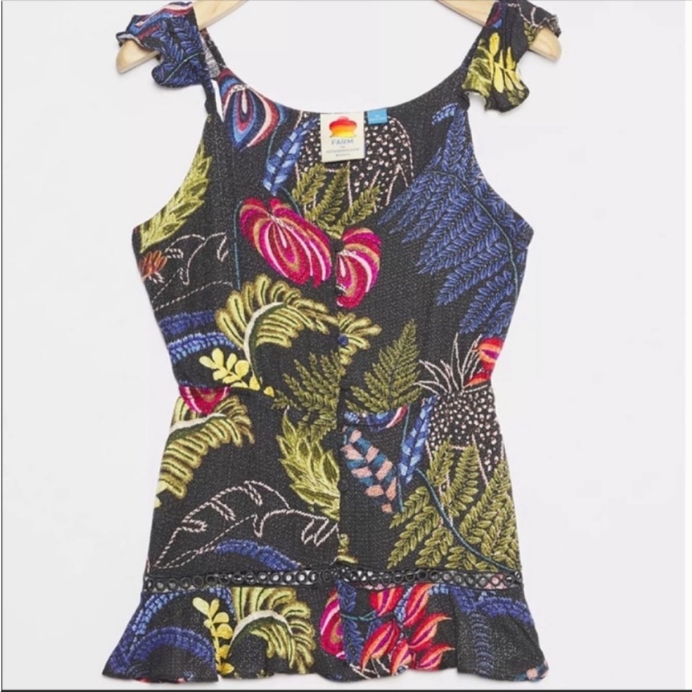 Anthropologie Farm Rio Multicolor Tropical Print Top